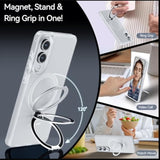 For Samsung Galaxy S25 Edge Case With Stand, Magnetic Case For Magsafe With Screen Protector Matte Translucent Cover With Kickstand & Ring Holder For Galaxy S25 Edge, White