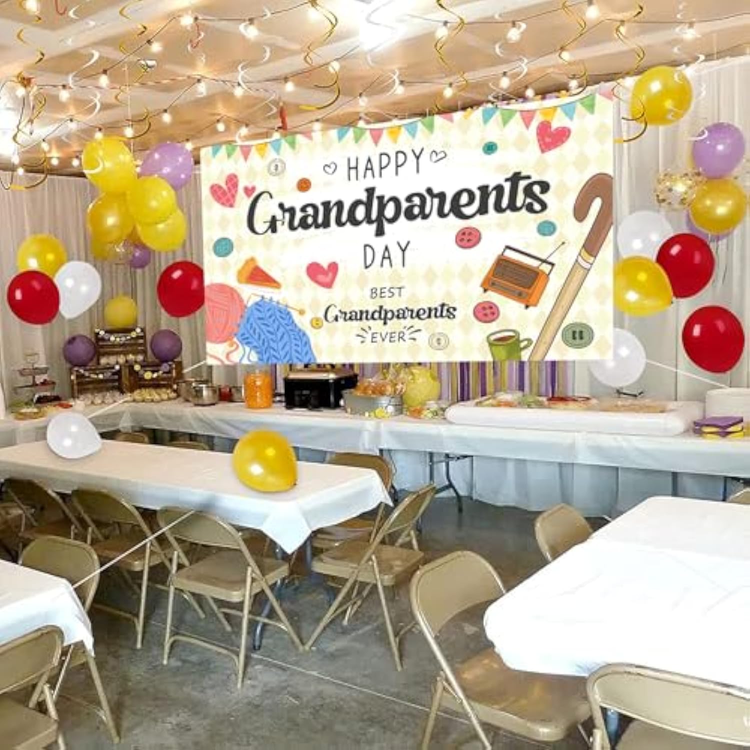 Grandparents Day Party Decorations, Best Grandparents Ever Banner Backdrop, Happy Grandparents Day Banner Party Supplies