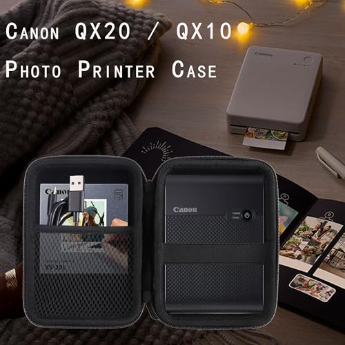 Hard Eva Carrying Storage Case Compatible With Canon Selphy Qx20 / Selphy Square Qx10 Compact Photo Printer Protective Travel Storage Box (Black)