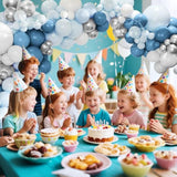 146Pcs Blue Balloon Garland Kit Light Blue & White Balloons for Showers & Parties