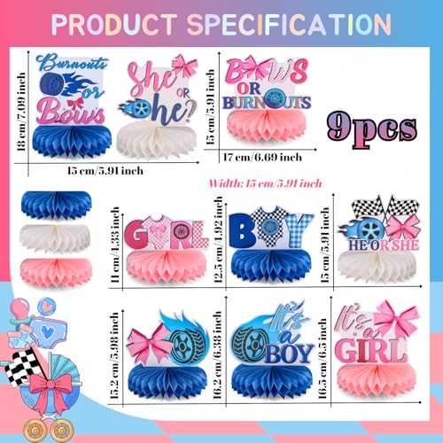 Burnouts or Bows Table Centerpieces for Gender Reveal Party Decorations
