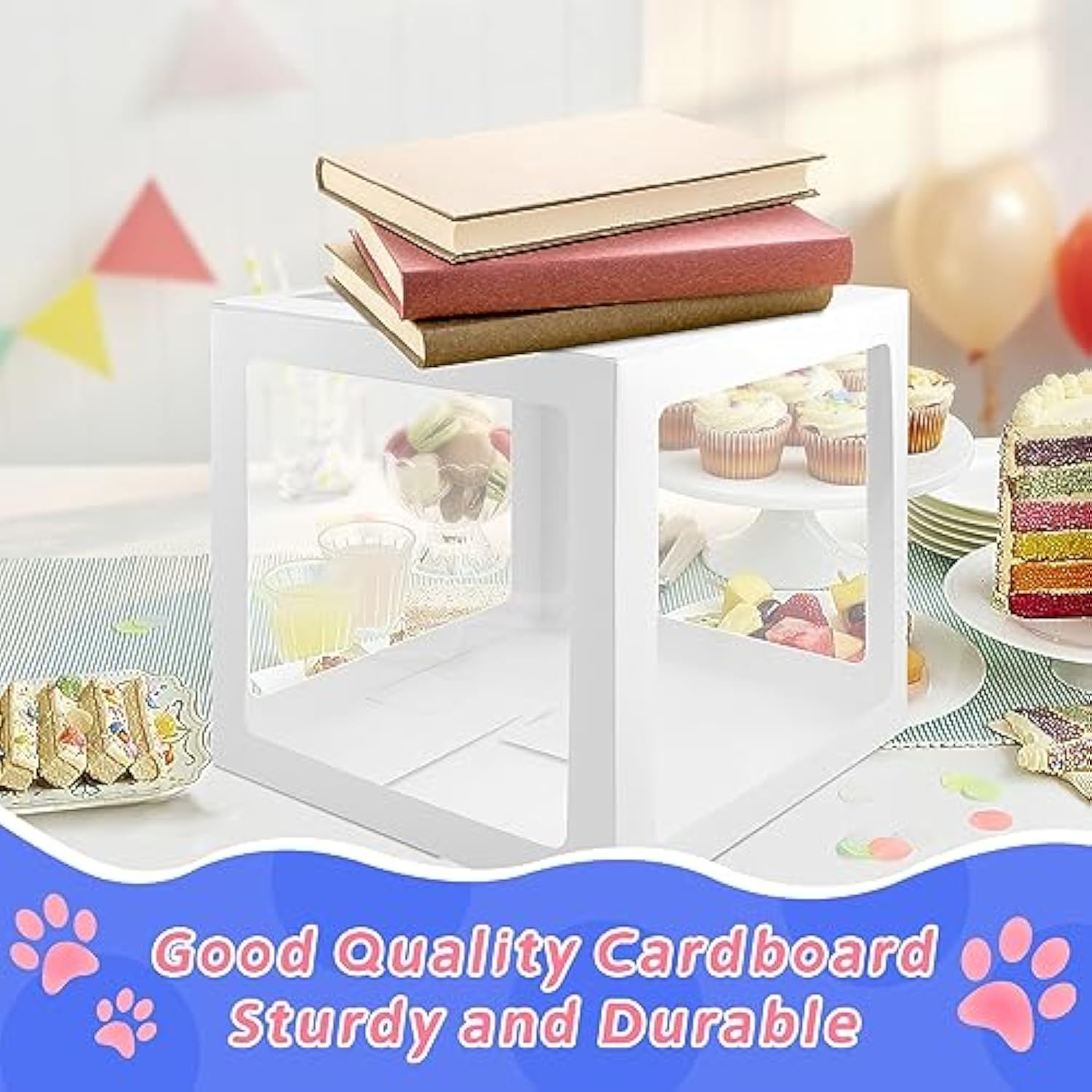 First Birthday Decorations - 3 Pcs One Balloon Boxes For Girl Or Boy - Clear Blocks - Easter Party Decorations