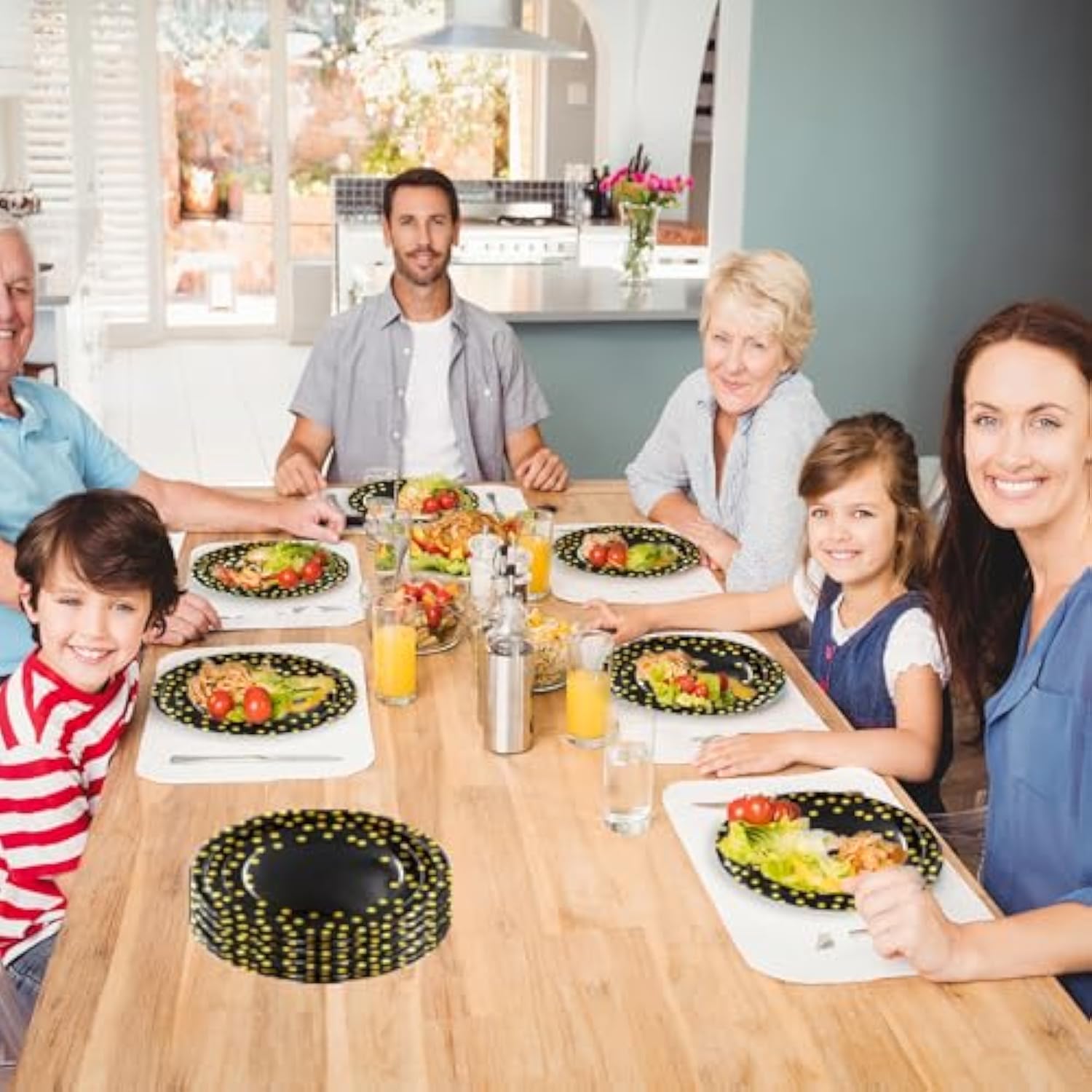 60-Pack Black And Gold Party Plates, Dessert And Dinner Paper Plates, Golden Dots Paper Plates, Perfect For Birthdays, Weddings, Anniversaries, And Graduation Party Tableware (9-Inch)