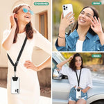 Phone Lanyard, Adjustable Cell Phone Lanyard Neck Strap & Phone Wrist Strap & 4 Phone Tether Patches For Most Smartphones, Black