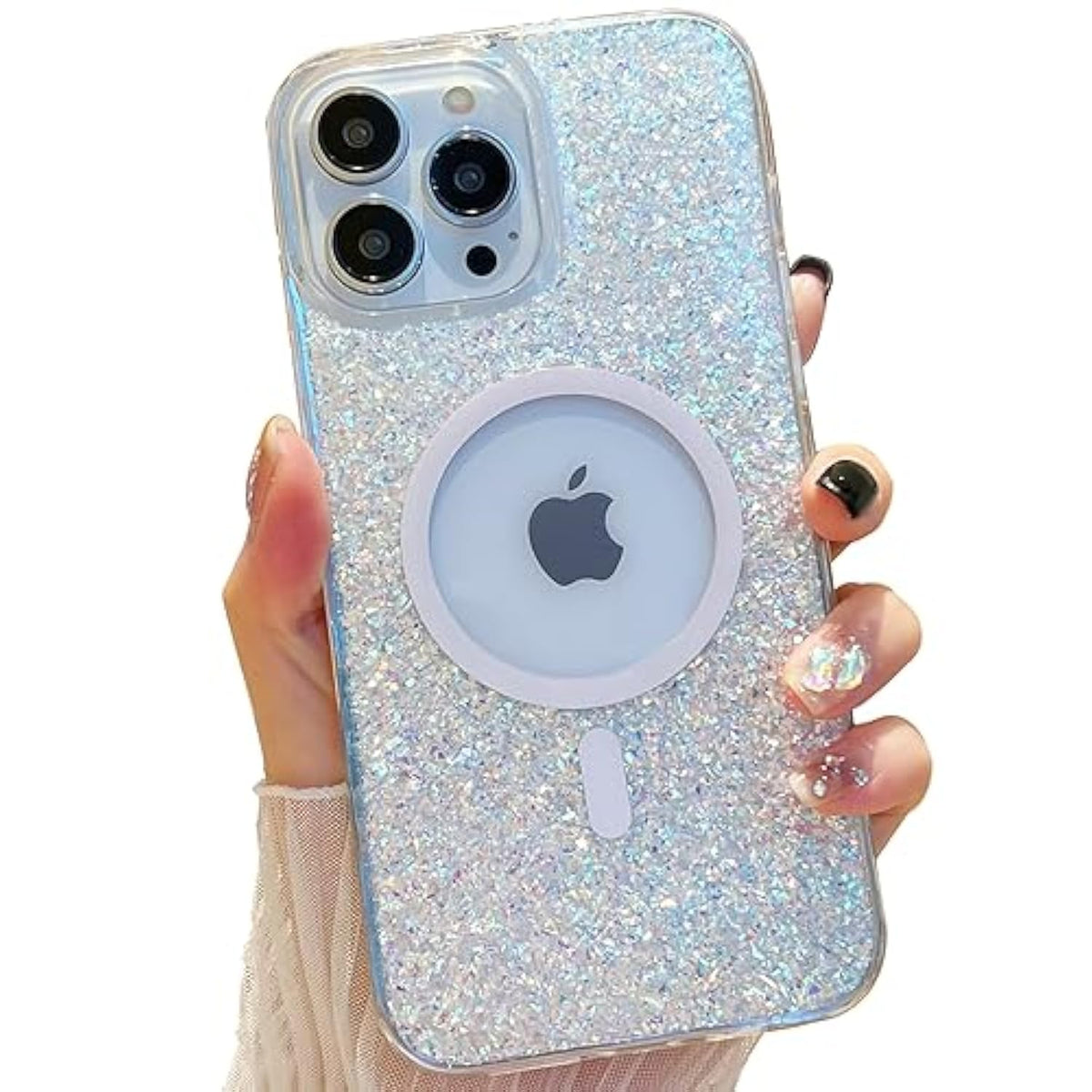Cute Glitter For Iphone 13 Pro Max Case [Compatible With Magsafe] [10Ft Drop Protection] Magnetic Cover With Bling Sparkle For Women Girls 6.7"-Sparkly Silver
