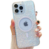 Cute Glitter For Iphone 13 Pro Max Case [Compatible With Magsafe] [10Ft Drop Protection] Magnetic Cover With Bling Sparkle For Women Girls 6.7"-Sparkly Silver