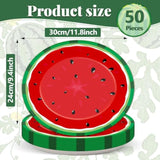 50 Pcs Watermelon Party Supplies Plates Oval 11Inch Watermelon Theme Disposable Paper Plate Summer Melon Dinnerware Platter Dish Tray For Wedding Picnic Birthday Party Dinner Supplies