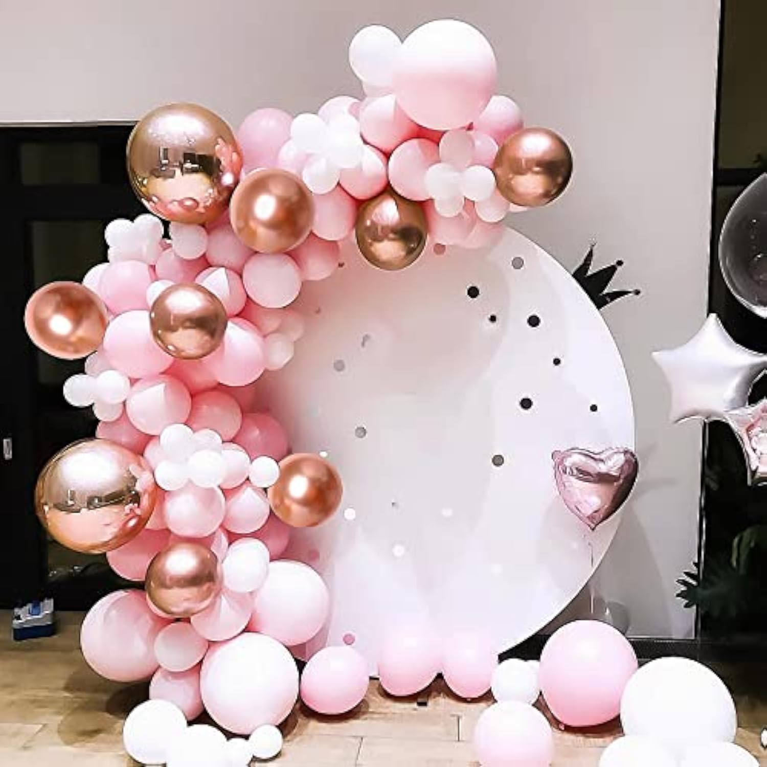 129Pcs Rose Gold Balloon Arch Kit in Various Sizes for Parties & Celebrations