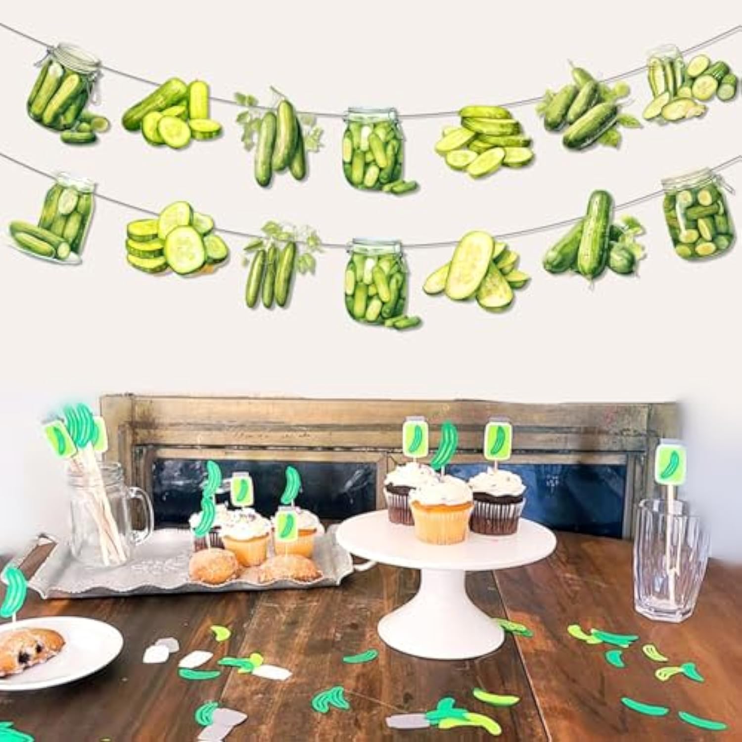 Pickle Birthday Banner, Pickle Party Decorations, Funny Pickle Garland Party Supplies, Cartoon Funny Fruit Cucumber For Pickle Birthday Party