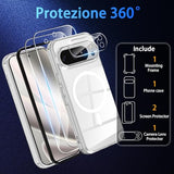 Magnetic for Google Pixel 10 pro XL Case, with 2X Screen Protector & 1X Camera Lens Protector, [Non-Yellowing] [Shockproof Military] Transparent Slim
