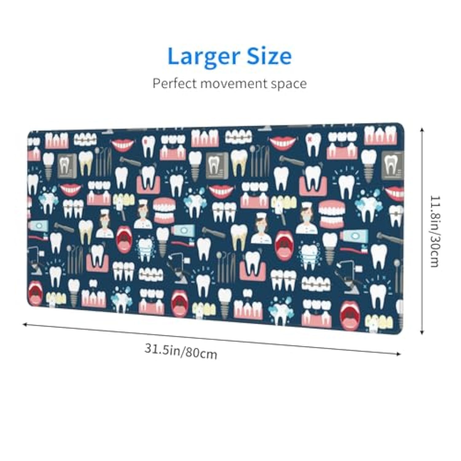 Dental Seamless Large Gaming Mouse Pad 31.5"X11.8" Waterproof Non-Slip Desk Mat For Office/Gaming Keyboard And Mouse With Rubber Base For Home And Work
