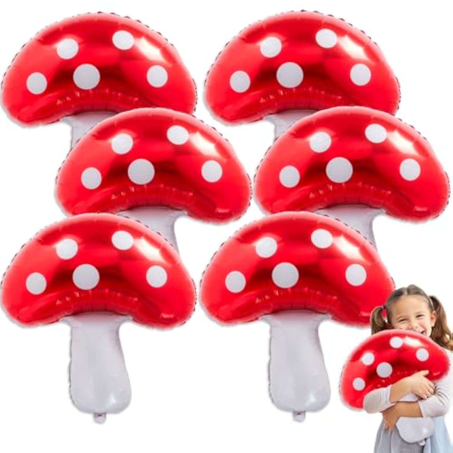 6Pcs Large Mushroom Balloons Mushroom Party Decorations,31 Inch Mushroom Decor Foil Balloons,Mushroom Balloon For Wedding Celebration Forest Plant Themed Party (A-Red)