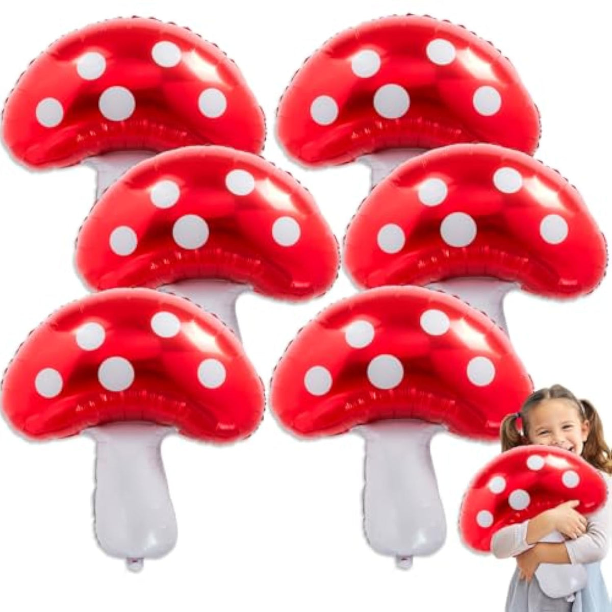 6Pcs Large Mushroom Balloons Mushroom Party Decorations,31 Inch Mushroom Decor Foil Balloons,Mushroom Balloon For Wedding Celebration Forest Plant Themed Party (A-Red)