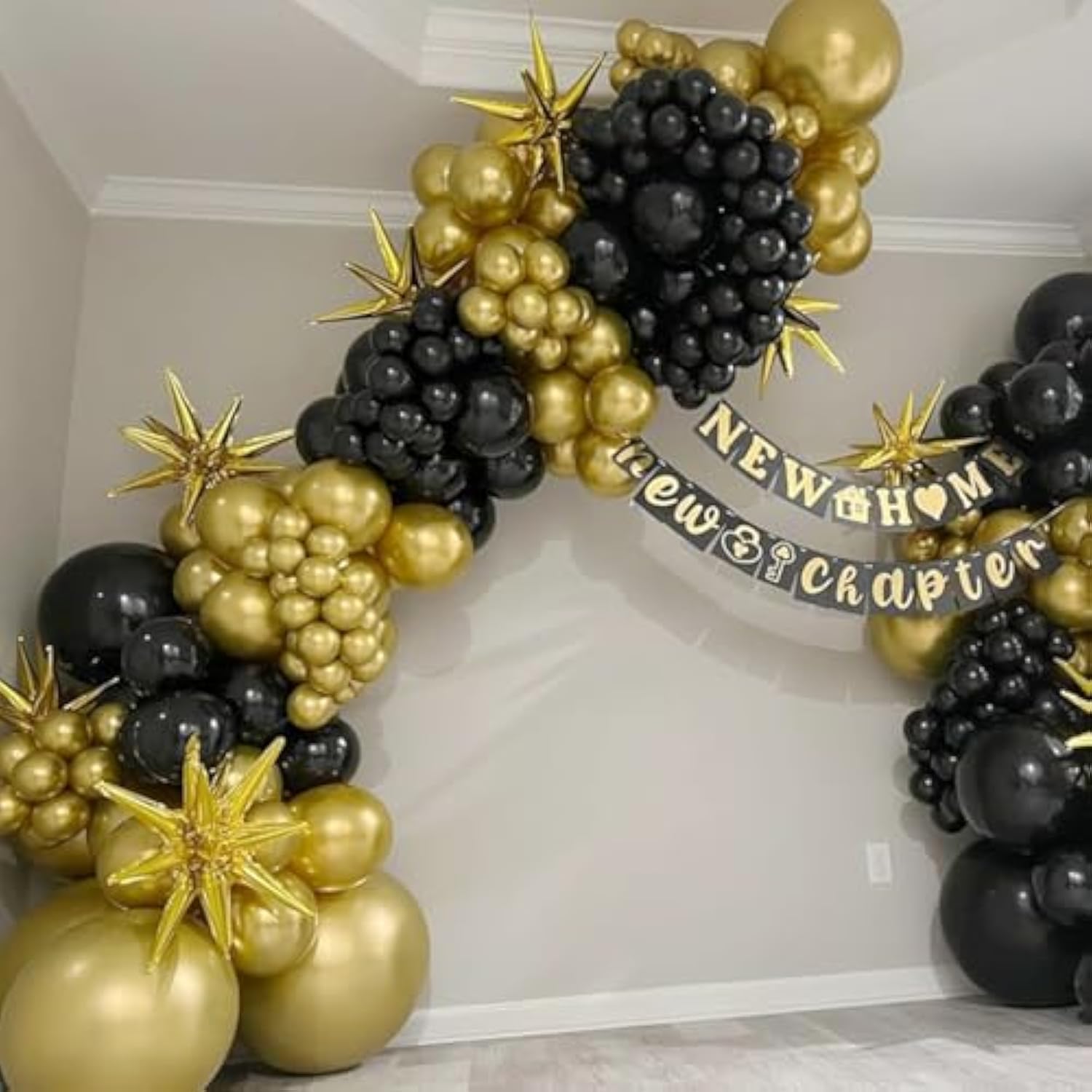 Black Gold Balloon Garland Kit 124pcs Birthday Wedding New Year Decor