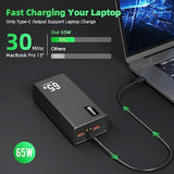Power Bank Fast Charging 50000Mah, 65W Laptop Portable Charger Usb C Compatible With Macbook Dell, Pd External Battery Bank Compatible With Iphone 14/13, Cell Phone, Tablet, 3 Output &1 Input(Black)
