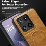 Compatible For Motorola Moto G Stylus 5G 2025 Case Leather ?Compatible With Magsafe? Magnetic Cover Stand Funda Para Rugged Anti-Slip Shockproof Phone Case Brown