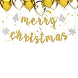 Merry Christmas Banner - Christmas Party Decoration - Happy Holiday/New Year Eve/Xmas Party Home Decor - Happy New Year Party Decorations, Gold Glitter