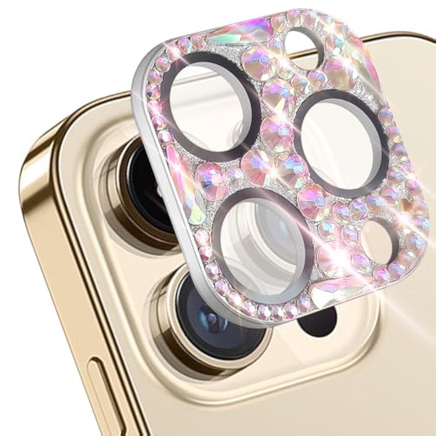 Bling Diamond Camera Lens Protector Compatible With Iphone 16 Pro ? Iphone 16 Pro Max, Metal Glitter Gem Camera Cover?9H Tempered Glass Lens Full Screen Sparkle Rhinestone Protector