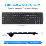 Wireless Keyboard-2.4G Usb Ultra Slim Quiet Full Size Matte Pc Computer Keyboard,19 Multimedia Keys,Number Pad,Plug&Play,Lag-Free Ergo,Long Battery Life For Desktop,Laptop,Smart Tv,Mac,Windows,Qwerty