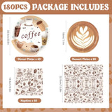 180Pcs Coffee Party Supplies Serves 60,Fun Coffee Cup Theme Paper Plates And Napkins Set For Baby Shower Birthday Party Decorations