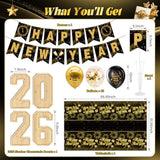 2026 New Years Eve Party Kit with Numbers, Balloons, Banner, and Table Decor