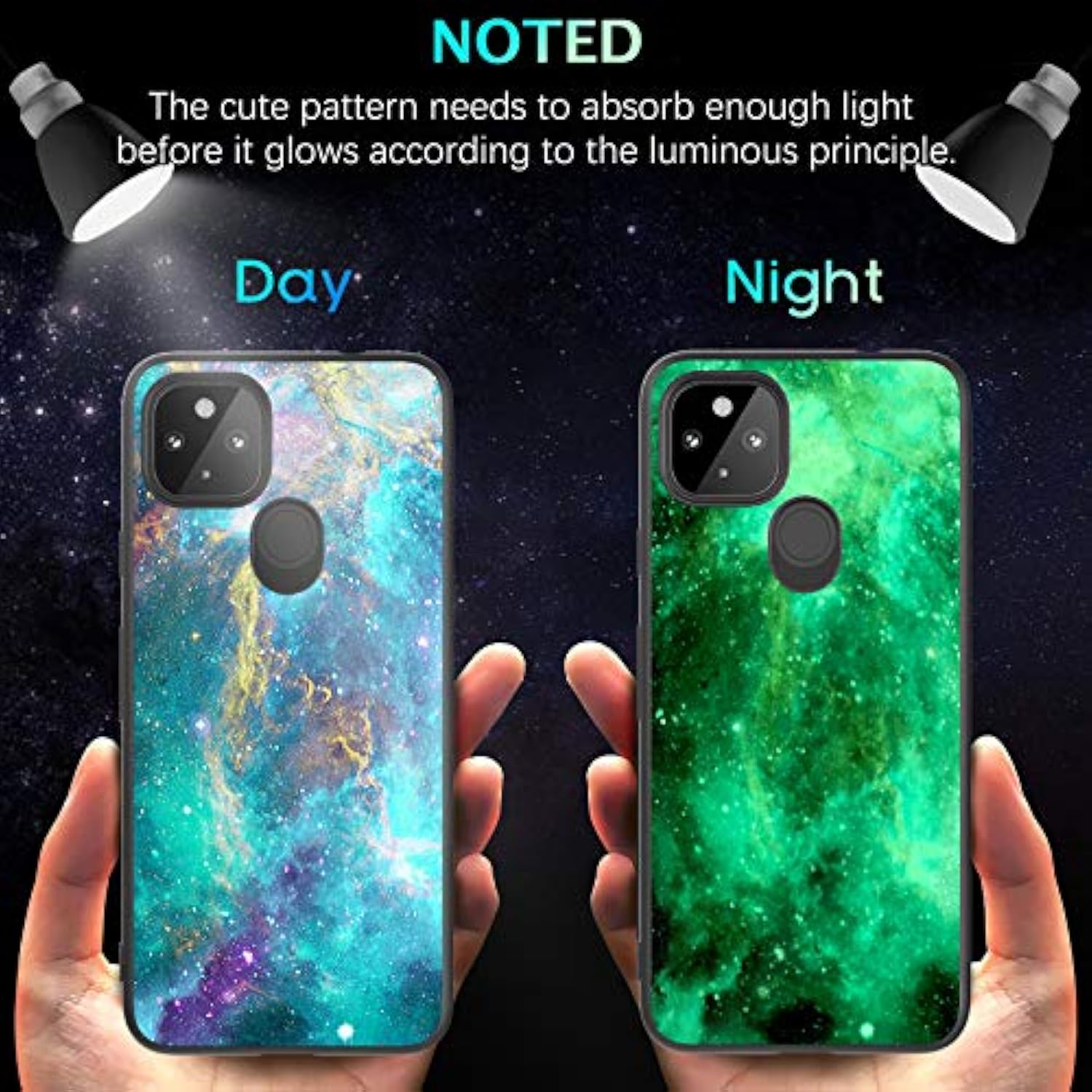 For Pixel 5 Case, Google Pixel 5 Case, Slim Glow In The Dark Hybrid Hard Pc Soft Tpu Flexible Bumper Protective Anti Scratch Non-Slip Phone Case Cover For Google Pixel 5 (2020), Nebula/Galaxy