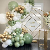 156Pcs Sage Green, White & Gold Balloon Garland Kit – 5–18" for Party and Event Decor