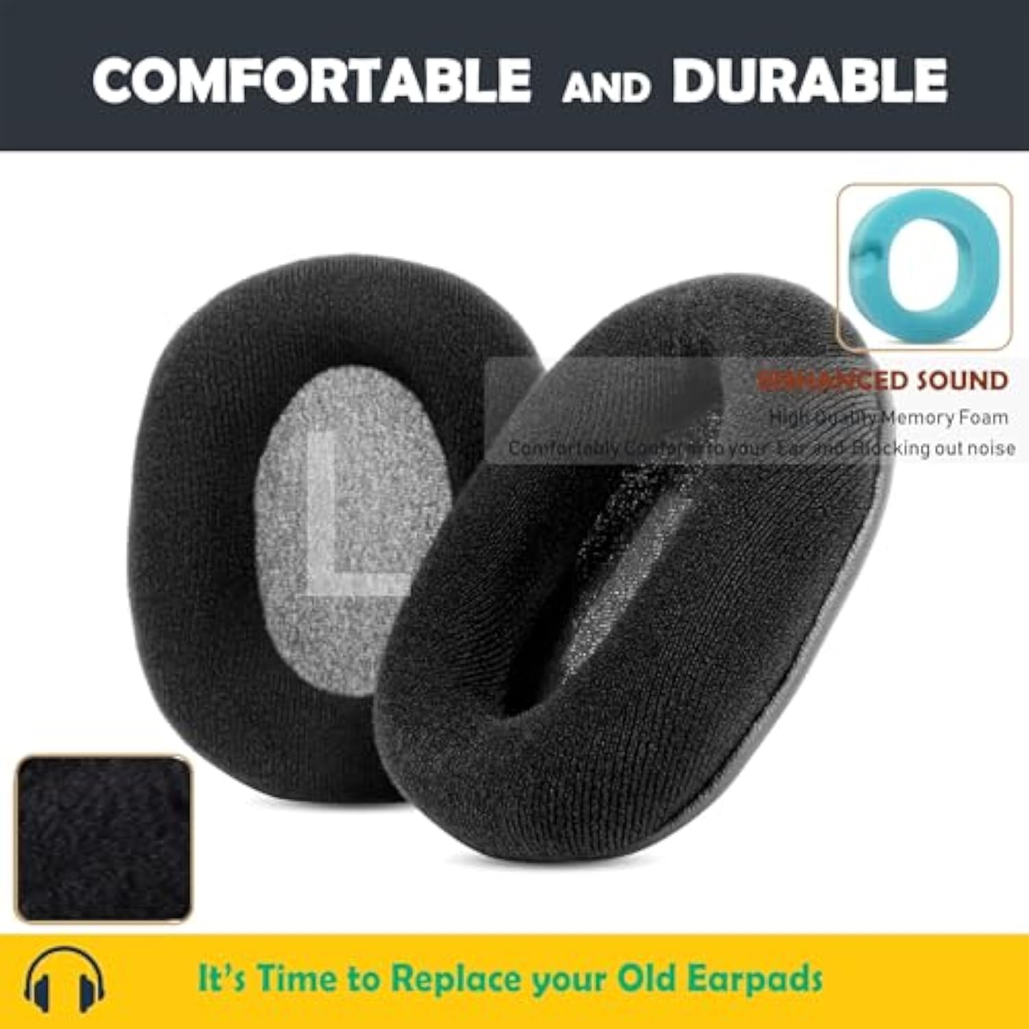Soft Fabric Replacement Earpads Cushion For Ht280 Wireless Headphone
