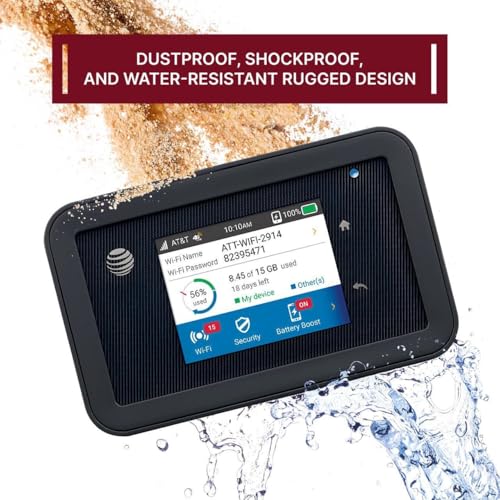 At&T Unite Explore Ac815S, Unlocked Rugged 4G Lte Mobile Hotspot, Up To 450Mbps, Ip65 Water & Dust Resistant, 22Hr Battery, Dual-Band Wifi (15 Devices), Travel Wifi, Bundle (Budget)