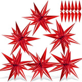 72 Pcs Red Star Balloons - 26 Inch Explosion Foil Cone Balloons, 12 Point Large Spike Balloon For Wedding Birthday Party Decoration Baby Shower Photo Background