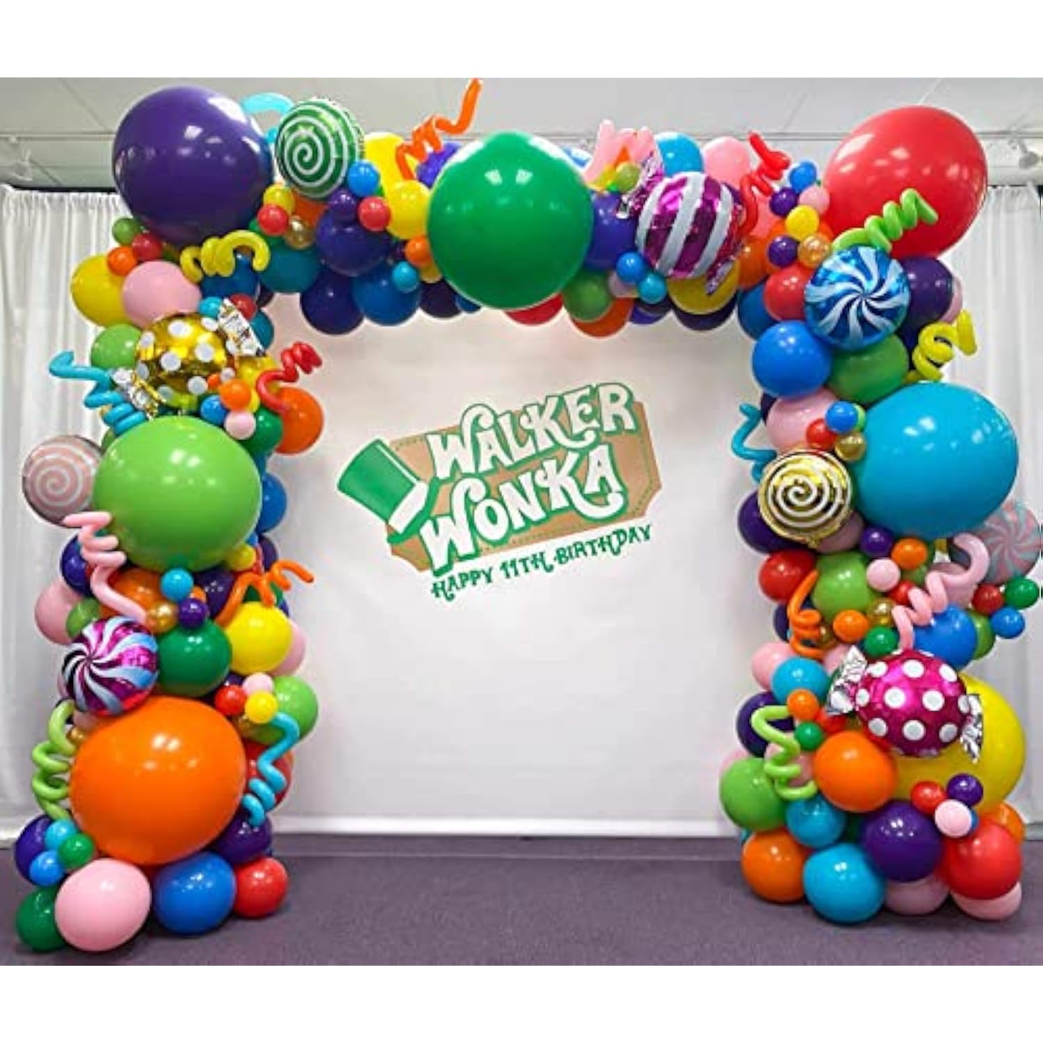 155pcs Candy Rainbow Balloon Arch Kit with Lollipop Balloons for Party Decor