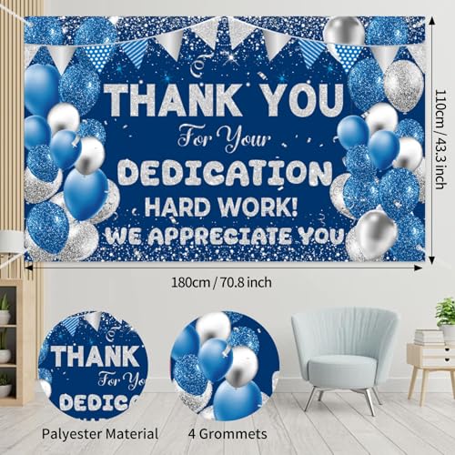 We Appreciate You Banner Backdrop Large Blue Silver Photo Booth Backdrop Employee Thank You Banner Employee Appreciation Decor for Teachers Nurses Graduations Staff Recognition Events