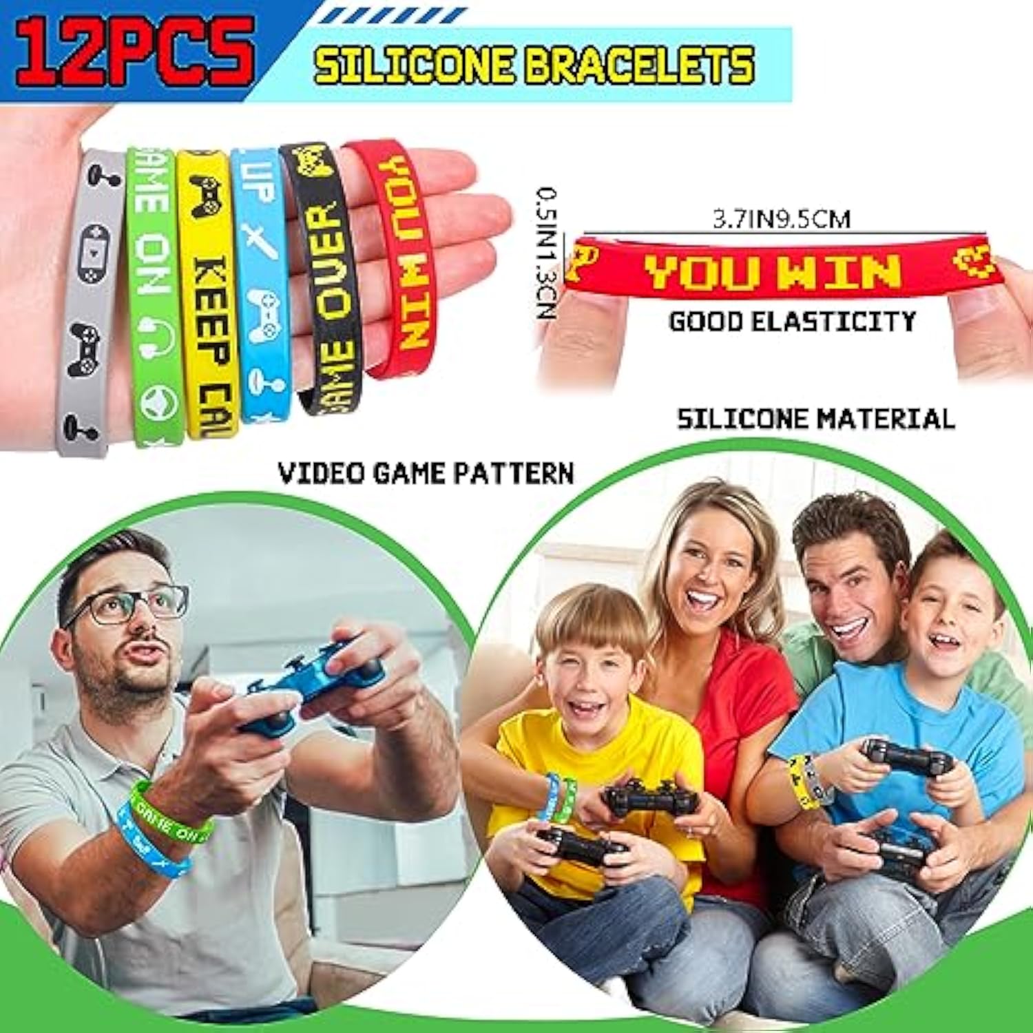 Video Game Party Favors Gamer Birthday Supplies Kids, Non Woven Tote Bag Silicone Bracelet Stamper Glow Sticker Keychain, Goodie Stuffer Pinata Filler Teen Girl Boys Game On Gaming Party Decor