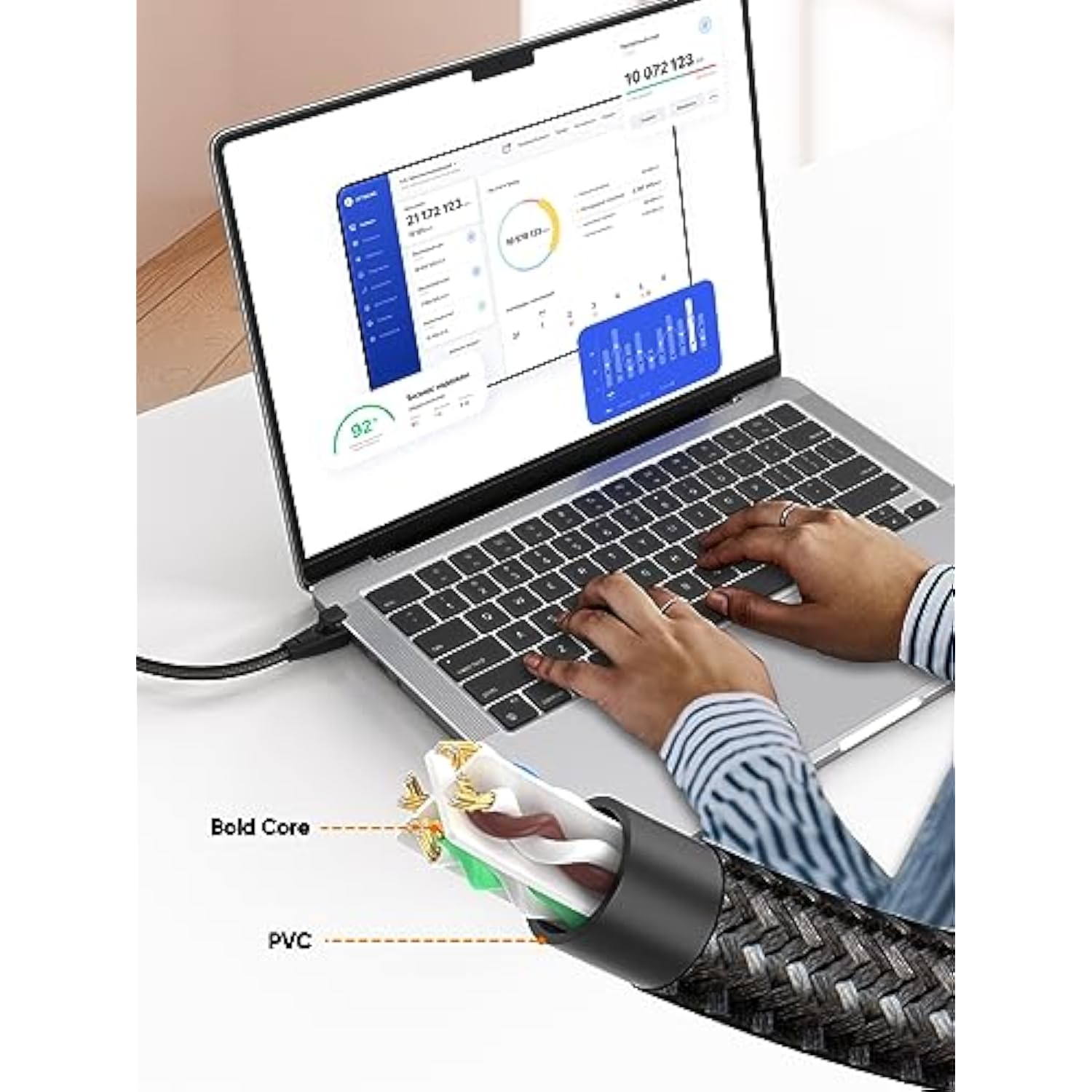 CableCreation Cat 6 Ethernet Cable Braided Cat6 Gigabit High Speed 1000Mbps In