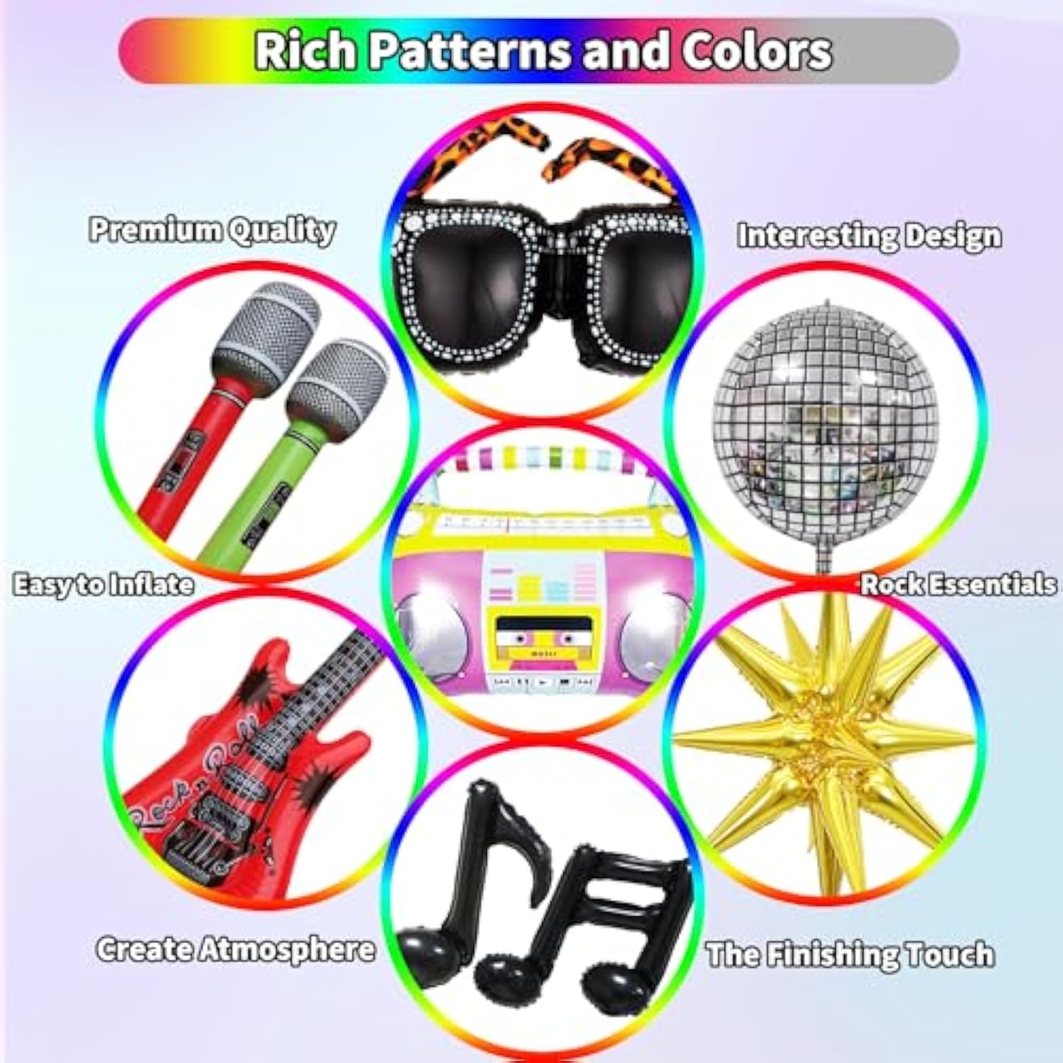 80S 90S Party Decorations 165Pcs Balloons With Retro Inflatable Guitar Microphone Glasses Music Note Disco Ball Balloons For Back To 90S 80S Hip Hop Rock Theme Birthday Prom Party