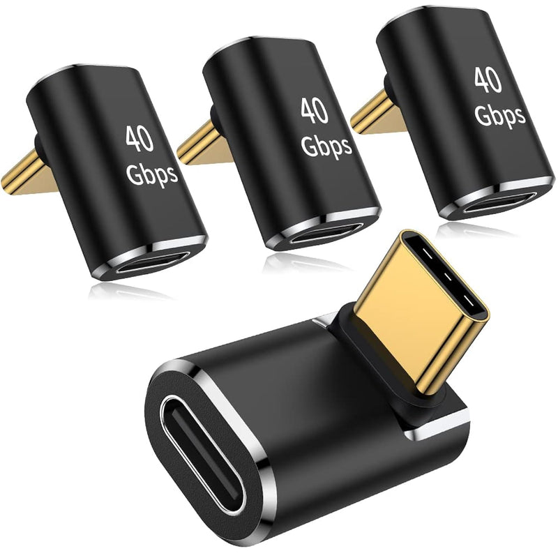 90 Degree Usb C Adapter (4 Pack), 40Gbps Usb C Male To Usb C Female Right Angl