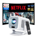 [Officially Liscensed App] Smart Projector with WiFi and Bi-directional Bluetooth Native 1080P FHD 4K Support Auto Focus & Keystone Built-in Android