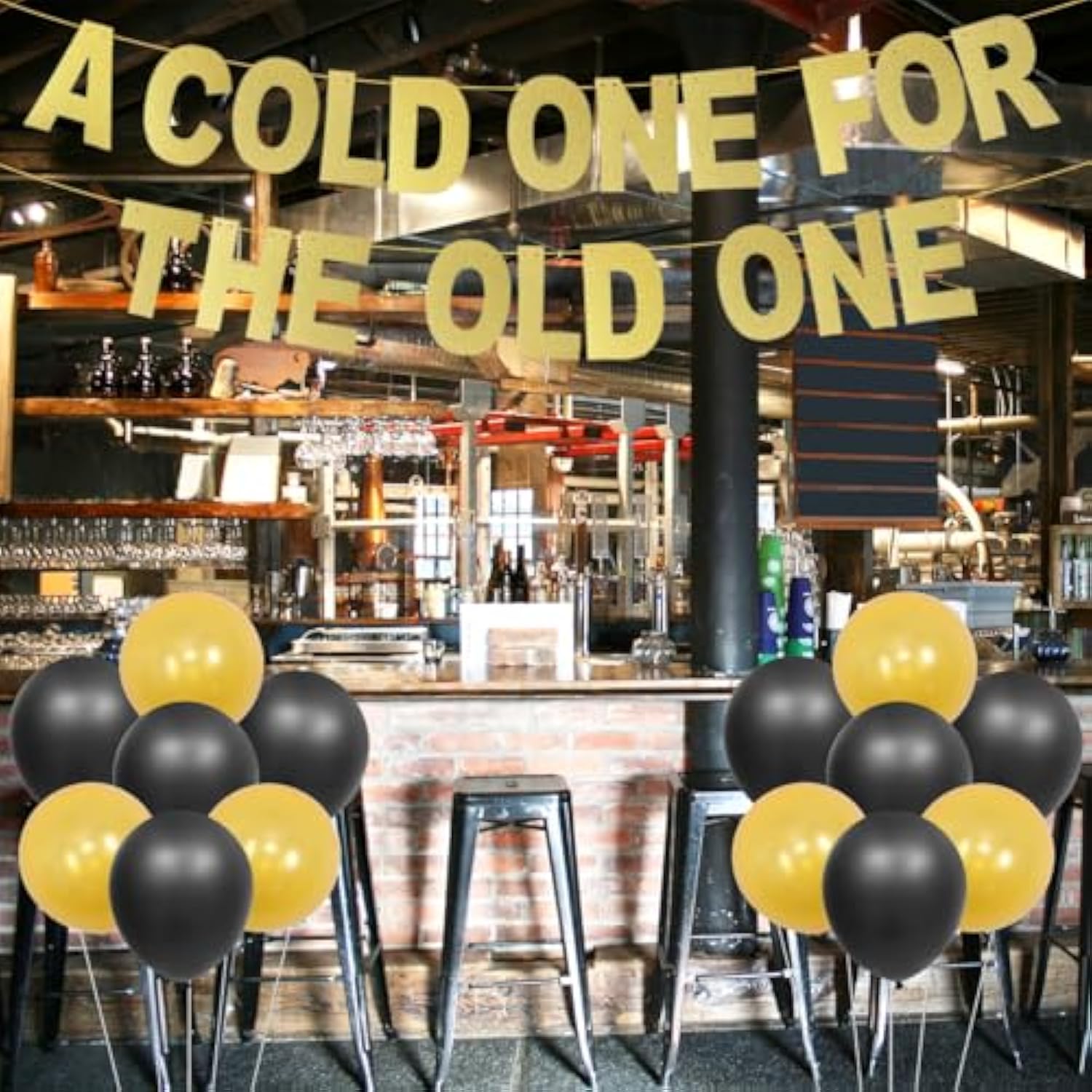 A Cold One For The Old One Party Decorations Banner, Black Gold Balloons For Men Aged To Perfection Cheers And Beers To 40 Years 50Th 60Th Birthday Decorations