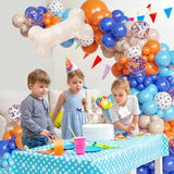 135Pcs Blue Balloon Garland Arch Kit, Diy Blue Orange Nude White Dog Bone Paw Print Balloons For Theme Baby Shower Anniversary Birthday Party Decorations