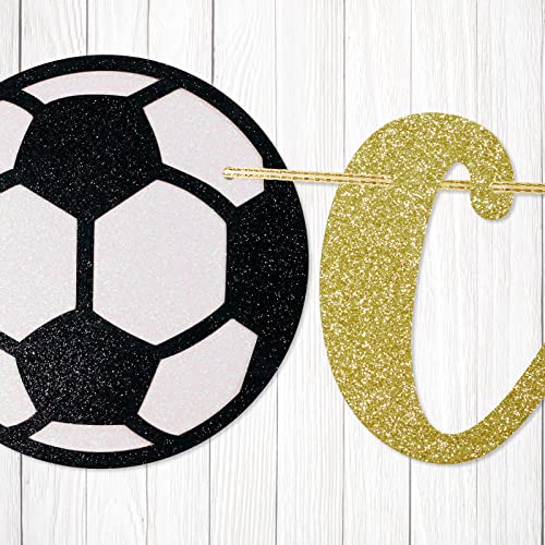 Champion Banner, Sports Theme Banner, Soccer Game Day Party Decorations, Gold Glitter