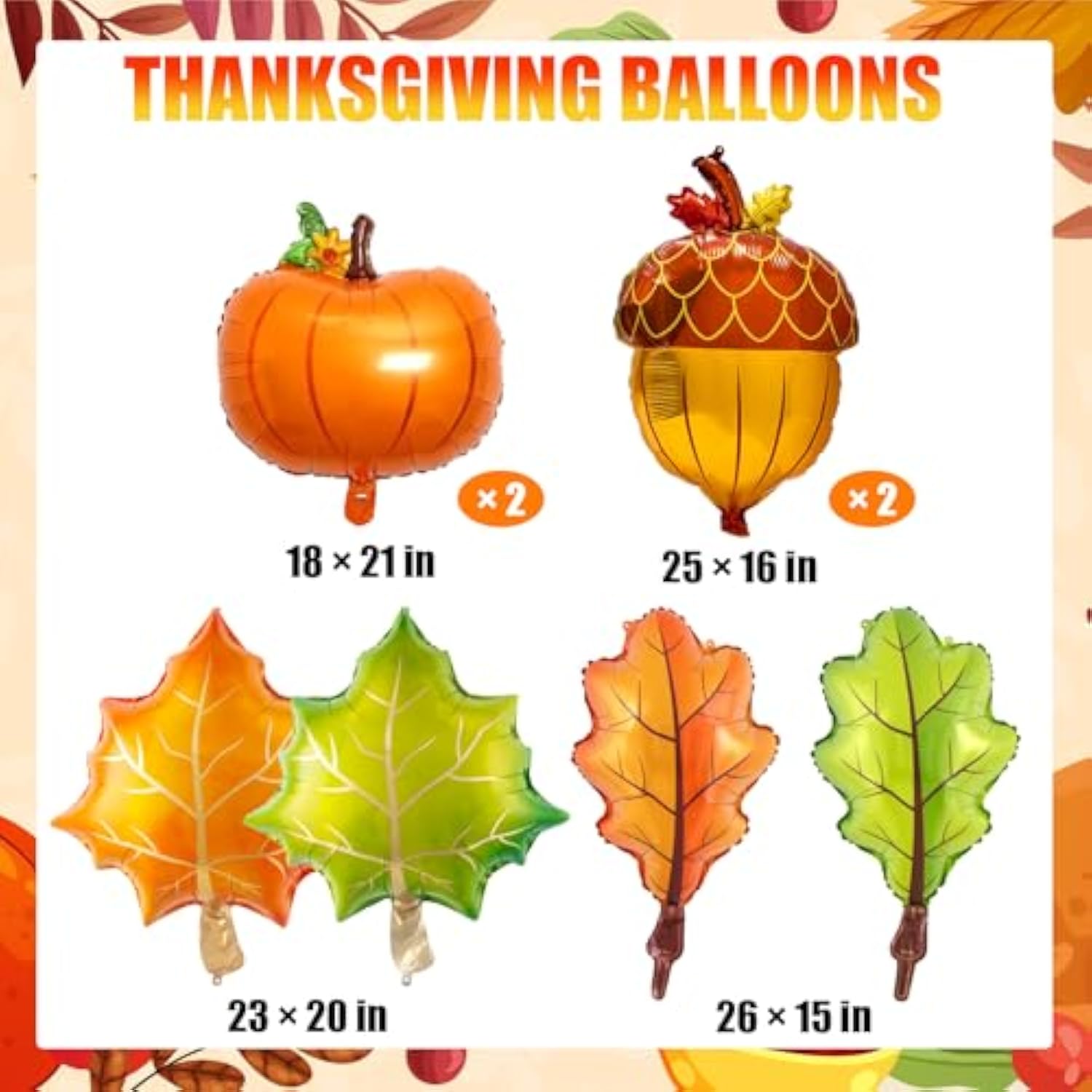 Thanksgiving Balloons Fall Maple Leaf Pumpkin Hazelnut Green Leaf Decor