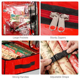 Wrapping Paper Organizer Storage Container For Christmas Holiday Gift Wrap Storage 43.2" Durable Pe Underbed Storage Container With Interior Pockets Fits 24 Paper Rolls (Red)