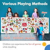 Christmas Large Coloring Table Cloth For Kids Merry Christmas Coloring Xmas Poster Pages Snowman Claus Santa Paper For Classroom Home School Party 71 * 23.6 In