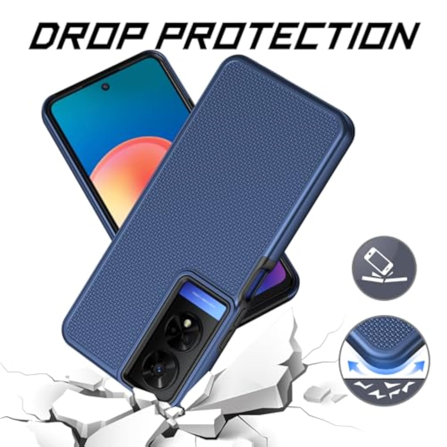 TCL 50 XE 5G Case with Screen Protector Dual Layer Shockproof Blue
