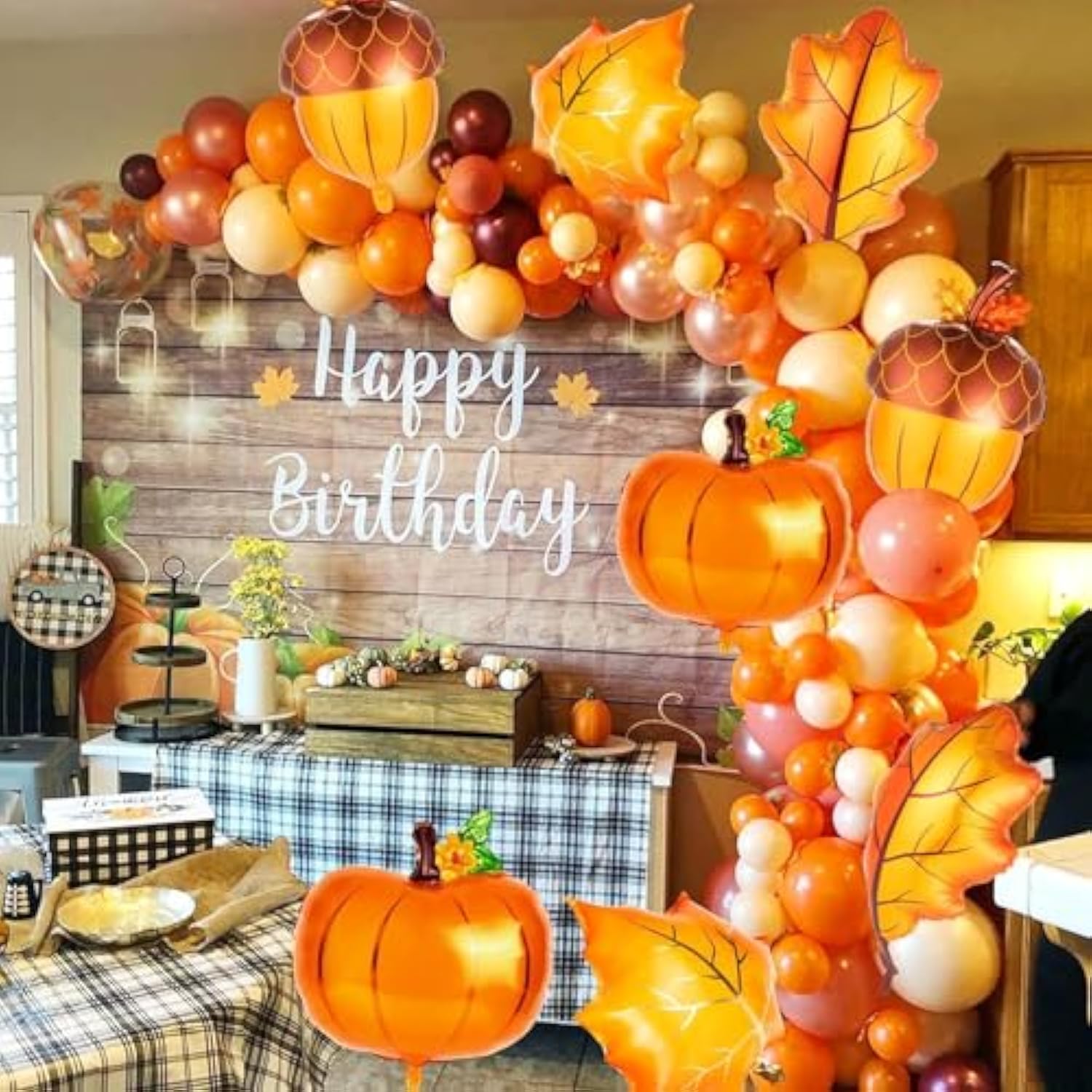 12Pcs Fall Maple Foil Balloons Orange Pumpkin Mylar Autumn Party Decor