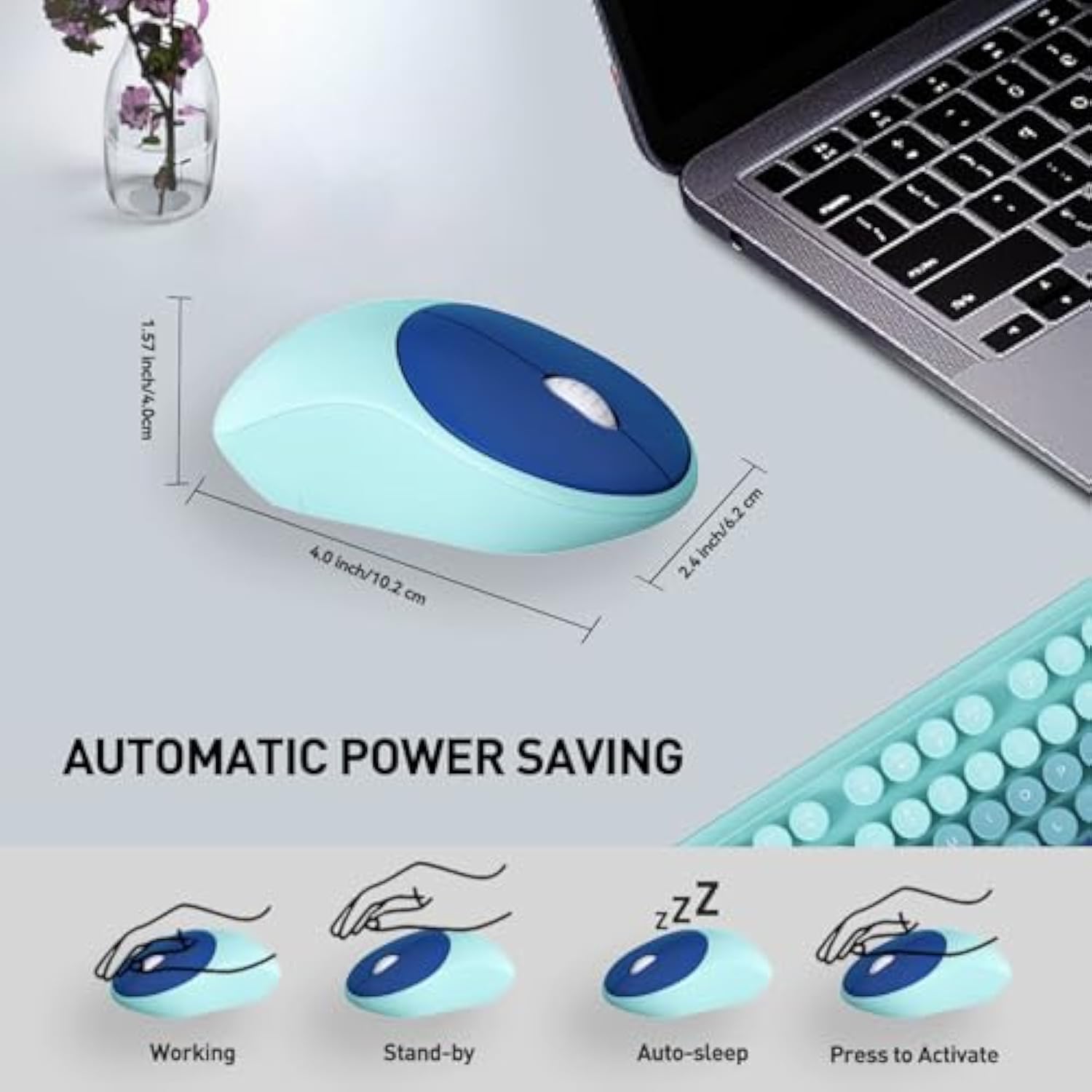 2.4Ghz Wireless Keyboard And Mouse Set With Switch Button - Full-Size Keyboard