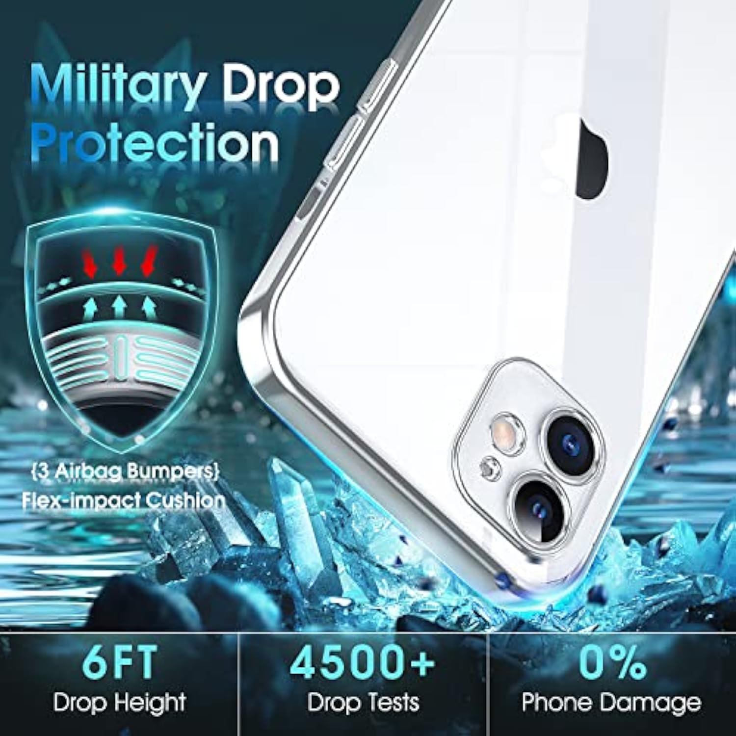 Crystal Clear Case For Iphone 11, [Not Yellowing] [Camera Protection] [ Grade Drop Tested] Transparent Shockproof Protective Phone Case Soft Silicone Slim Cover, 6.1 Inch, Silver