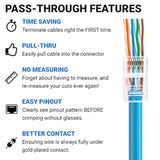 200-Pack Rj45 Pass Through Connector, Cat6, Gold Plated Ez Pass Cable Pass Thr