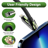 240W 4-In-1 Multi Fast Usb Charging Cable With Breathing Light, Usb A Type C Lightning Cable For Iphone 16 15 14 13 12 11 Pro Max Ipad Samsung Galaxy Macbook Ipad Tablets & More (6Ft, Black)