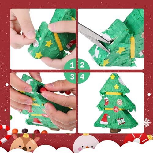 Christmas Tree Mini Pinata, Xmas Party Favors Supply, 6 x 4.7 x 1.2